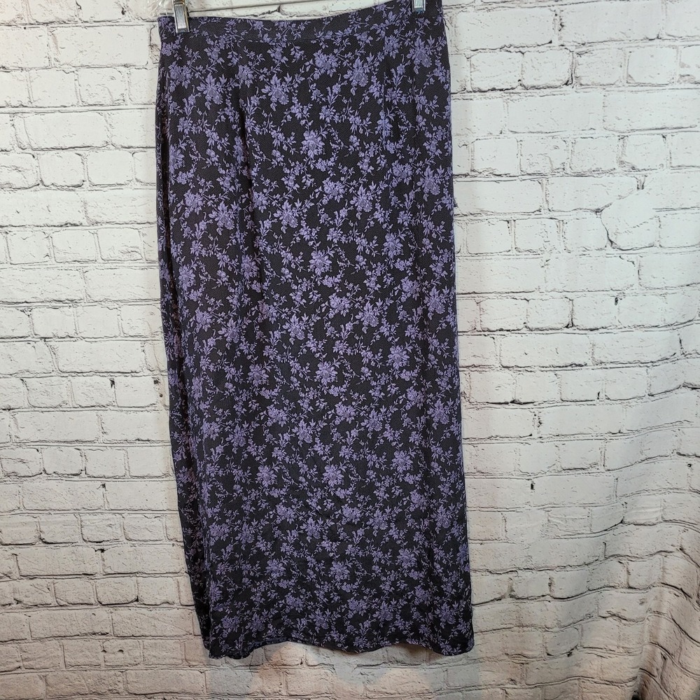 Hunt Club Maxi Skirt Womens 12 Purple Excellent Vintage Floral 90s Straight